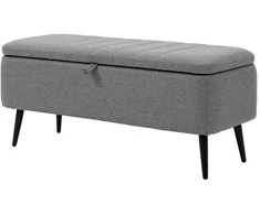 HOMCOM Suoliukas su sandėliavimo vieta, paminkštintas su lino imitacija, krėslas su plieninėmis kojomis, suoliukas-skrynia svetainei, miegamajam, prieškambariui 102 x 40 x 44 cm, pilka