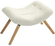 HOMCOM taburetė, taburetė su "Berber fleece" audiniu, minkšta taburetė, maksimali apkrova 120 kg, skirta svetainei, miegamajam, 60,5 x 45 x 38 cm, kreminės baltos spalvos