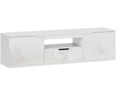 TV staliukas HOMCOM TV spintelė su 2 durelėmis, stalčiumi, 160 cm ilgio, televizoriams iki 65 colių, balta