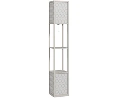 HOMCOM modernaus dizaino toršeras, 2 lentynos, jungiklis su traukiamąja virvele, 26 cm x 26 cm x 156 cm, juoda + balta