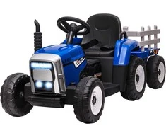 HOMCOM Traktoriaus priekaba Vaikai važinėja traktoriumi Nuotolinio valdymo elektrinis automobilis MP3 žibintai 3-6KM/H 3-6 metų mėlyna