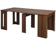 HOMCOM valgomojo stalas, sulankstomas išskleidžiamas virtuvinis stalas, svetainės stalas, modernaus dizaino, rudas, 180 x 85 x 75 cm