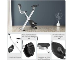 HOMCOM Treniruoklis "F-Bike" su 8 pakopų magnetiniu pasipriešinimu, reguliuojamo aukščio, plieno, juodas+pilkas, 43x97x109 cm