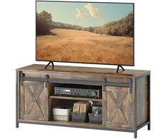 HOMCOM TV spintelė, TV staliukas, skirtas televizoriams iki 60 colių, žemas staliukas su 2 spintelėmis ir 2 lentynomis, TV spintelė svetainėje, 120 x 40 x 54 cm, rudos spalvos
