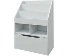 HOMCOM vaikiška knygų lentyna su stalčiumi, 3 atviromis ir 2 uždaromis lentynomis, daiktadėžė vaikų kambariui, žaidimų kambariui, pilka, 60 x 29,9 x 90 cm