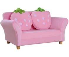 Homcom Vaikiška sofa braškių spalvos vaikų kambariui