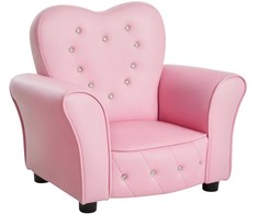Homcom Vaikiška sofa princesės širdelės formos rožinis vaikiškas fotelis, jauki vaikų kambario sofa, L59xŠ41,5xH49cm