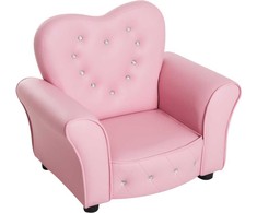 Homcom Vaikiška sofa princesės širdelės formos rožinis vaikiškas fotelis, jauki vaikų kambario sofa, L59xŠ41,5xH49cm