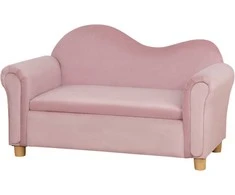 HOMCOM Vaikiška sofa su daiktadėže Rausva vilnonė dvivietė 3-5 metų 84x41.5x48.5cm