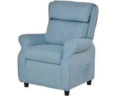 HOMCOM Vaikiška sofa Vaikiška sofa su reguliuojamu atlošais ir atramomis kojoms, mėlyna, skirta 3-5 metų vaikams, 58x53x70cm