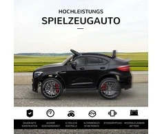 Vaikiškas automobilis HOMCOM Mercedes-Benz AMG GLA45, licencijuotas elektromobilis su nuotolinio valdymo pulteliu, 2 x 35 W varikliai, MP3, saugos diržas, 37–60 mėn., juodas