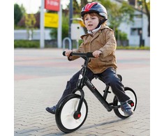 HOMCOM vaikiškas balansinis dviratukas su mokomaisiais ratukais, pedalais, reguliuojamo aukščio sėdynė, skirtas 2-5 metų vaikams, PP, juodas
