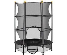 HOMCOM vaikiškas batutas Ø140 cm, batutas su apsauginiu tinklu, kraštų apsauga, sodo batutas 3-10 metų vaikams, maks. apkrova 50 kg, juodas