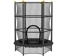 HOMCOM vaikiškas batutas Ø140 cm, batutas su apsauginiu tinklu, kraštų apdanga, sodo batutas vaikams nuo 3 iki 10 metų, keliamoji galia iki 50 kg, juodas