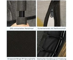 HOMCOM vaikiškas batutas Ø163 cm, batutas su apsauginiu tinklu, kraštų apsauga, sodo batutas 3-10 metų vaikams, maks. apkrova 50 kg, juodas