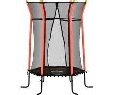 HOMCOM vaikiškas batutas Ø163,5 cm, uždaras batutas su apsauginiu tinklu, gumine virve, vaikiškas batutas iki 50 kg, skirtas 3-10 metų vaikams, raudonos spalvos