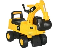 HOMCOM sėdimas ekskavatorius, paspiriamas automobilis su kaušu ir garsiniu signalu, vaikams nuo 12 mėnesių, geltona+juoda, 85x27,5x47,5 cm