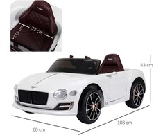 HOMCOM Vaikiškas elektrinis automobilis Bentley GT su nuotolinio valdymo pulteliu - Baltas 108 x 60 x 43 cm