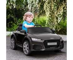HOMCOM vaikiškas elektrinis automobilis 12V vaikiškas automobilis su 2.4G nuotolinio valdymo pulteliu, muzikinis, elektrinis automobilis su šviesomis, USB/MP3 jungtimi, atbulinės eigos funkcija, iki 3 km/val., skirtas 3-5 metų vaikams, juodas