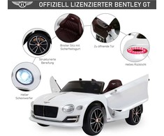 HOMCOM vaikiškas automobilis Bentley GT elektromobilis su nuotolinio valdymo pulteliu, 2 x 390 varikliai, baltas, 108 x 60 x 43 cm