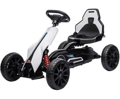 HOMCOM vaikiškas elektrinis gokartas 12 V 3-5 km/h dreifavimo kartingas su 2 reguliuojamais režimais, saugos diržu, vairu, gokart vaikiška transporto priemonė vaikams nuo 3 iki 8 metų, balta