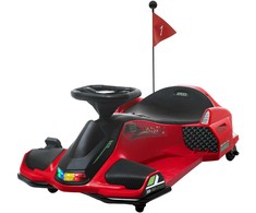 HOMCOM vaikiškas elektrinis kartingas 12 V, 3-8 km/val. Drifto kartingas su drifto režimu, lėto paleidimo funkcija, kartingas su šviesomis, muzika, saugos diržu, vaikiška transporto priemonė 8-12 metų vaikams, raudonas