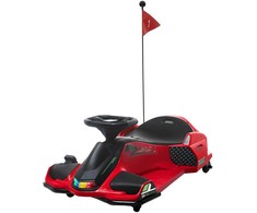 HOMCOM vaikiškas elektrinis kartingas 12 V, 3-8 km/val. Drifto kartingas su drifto režimu, lėto paleidimo funkcija, kartingas su šviesomis, muzika, saugos diržu, vaikiška transporto priemonė 8-12 metų vaikams, raudonas