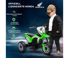 HOMCOM Vaikiškas elektrinis motociklas, 6V vaikiškas motociklas su garso signalu, įjungiama muzika, vaikiška transporto priemonė, 3km/h, 3-6 metų, žalias
