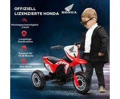 HOMCOM Vaikiškas elektrinis motociklas, 6V vaikiškas motociklas su garso signalu, įjungiama muzika, vaikiška transporto priemonė, 3 km/h, skirtas 1,5-3 metams, raudonas