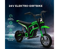 HOMCOM vaikiškas elektrinis motociklas, 12 V vaikiškas motociklas su garsiniu signalu, žibintu, transporto priemonė vaikams su pasukama greičio rankena, 8-16 km/val., 8-12 metų vaikams, žalias | Aosom