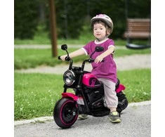 HOMCOM vaikiškas elektrinis motociklas, vaikiška transporto priemonė su 2 nuimamais pagalbiniais ratukais, 1,5-3 km/val., 1,5-3 metų vaikams, rožinė