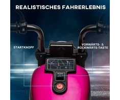 Homcom Vaikiškas elektrinis motociklas su 2 nuimamais mokomaisiais ratais, 1,5-3 km/val., - Rausva
