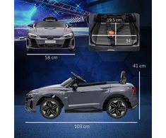 HOMCOM vaikiškas elektromobilis 12V su 2,4 GHz nuotolinio valdymo pulteliu, 2 varikliais, 4 amortizuotais ratais, garsiniu signalu, priekiniais žibintais, muzika, švelnaus starto funkcija, pagalbiniais ratukais, 3-5 metams, pilkas