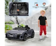 HOMCOM vaikiškas elektromobilis 12V, su 2,4 GHz nuotolinio valdymo pultu, 2 varikliai, vaikiškas automobilis su 4 amortizuotais ratais, garsiniu signalu, priekiniais žibintais, muzika, švelniu paleidimu, pagalbiniu ratu, skirtas 3-5 metų vaikams, pilkas