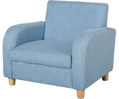 HOMCOM Vaikiškas fotelis Vaikiška sofa su storo putplasčio ir sėdynės pagalvėle, neslystančiomis kojelėmis, mėlyna, 49x45x44,5 cm