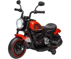HOMCOM vaikiškas elektrinis motociklas su 2 nuimamais pagalbiniais ratukais, 3 km/val., 1,5-3 metų vaikams, raudonas