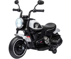 HOMCOM Vaikiškas motociklas Vaikiškas elektrinis motociklas Elektrinė transporto priemonė Vaikiška transporto priemonė su 2 nuimamais mokomaisiais ratais, 3 km/val., skirta 1,5-3 metų vaikams Balta 76 x 42 x 57 cm