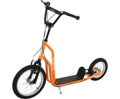 HOMCOM Vaikiškas paspirtukas Paspirtukas nuo 5 metų, paspirtukas Miesto paspirtukas su pneumatinėmis padangomis 16/12 colių, oranžinis, 135 x 58 x 88-94 cm