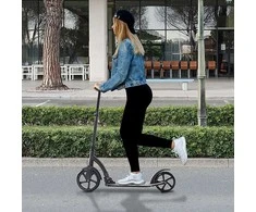 HOMCOM Vaikiškas paspirtukas su amortizacija, sulankstomas, reguliuojamo aukščio, nuo 14 metų, aliuminis, 92.5x37.5x87-101.5cm