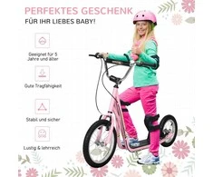 HOMCOM Vaikiškas paspirtukas su stabdžiais 16/12 colių paspirtukas pedalinis paspirtukas miesto paspirtukas vaikų paspirtukas kickboard 5+ metų vaikams rožinis 135 x 58 x 92-100 cm