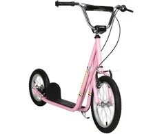 HOMCOM Vaikiškas paspirtukas su stabdžiais 16/12 colių paspirtukas pedalinis paspirtukas miesto paspirtukas vaikų paspirtukas kickboard 5+ metų vaikams rožinis 135 x 58 x 92-100 cm
