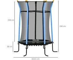Vaikiškas batutas HOMCOM Ø163,5 cm, vidaus batutas su apsauginiu tinklu, kraštų apdaila ir elastine virve, iki 50 kg, 3-10 metų vaikams, mėlynas