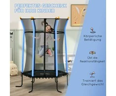 HOMCOM Vaikų batutas Ø163,5 cm, uždaras batutas su apsauginiu tinklu, gumine virve, vaikų batutas iki 50 kg, skirtas 3-10 metų vaikams Mėlyna