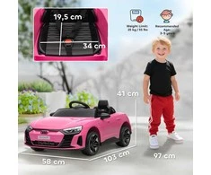 HOMCOM Vaikų elektrinis automobilis 12V vaikiškas automobilis su 2,4 GHz nuotoliniu pulteliu, 2 varikliais, vaikiška transporto priemone su 4 spyruokliniais ratais, signalizacija, priekiniais žibintais, muzika, švelniu startu, pagalbiniu ratu, skirtas 3-5 metų vaikams, rožinis