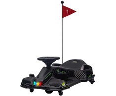 HOMCOM Vaikų Elektrinis Gokartas 12 V 3-8 km/h Drifto Kartas su Drifto režimu, Lėtuoju paleidimu, Gokartas su šviesomis, muzika, saugos diržu, vaikiška transporto priemonė 8-12 metų vaikams, juoda