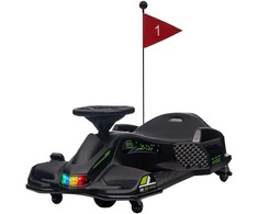 HOMCOM Vaikų Elektrinis Gokartas 12 V 3-8 km/h Drifto Kartas su Drifto režimu, Lėtuoju paleidimu, Gokartas su šviesomis, muzika, saugos diržu, vaikiška transporto priemonė 8-12 metų vaikams, juoda