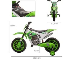 Vaikų elektrinis motoroleris motociklas 12V nuimami atraminiai ratai nuo 3 metų PP metalas