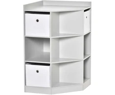 HOMCOM vaikų kampinė lentyna su 3 daiktadėžėmis, žaislų laikymo vieta vaikų kambariui, skirta 3–12 metų vaikams, pilka, 57,4 x 57,4 x 94 cm