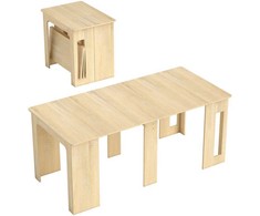 HOMCOM valgomasis stalas, sulankstomas, išskleidžiamas virtuvės stalas, medžio drožlių plokštė, 60–180 x 85 x 75 cm, natūrali spalva