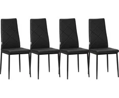 HOMCOM valgomojo kėdė 4 komplektas minkšta virtuvės kėdė valgomojo kėdė minkšta kėdė plieninės kojos odos imitacija juoda 41x50x97cm